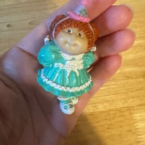 Vintage Cabbage Patch Kid Miniature Figure Teal Dress Party Hat